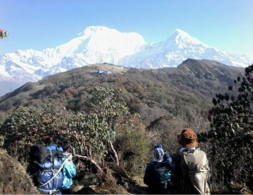 Annapurna South and Hiuchuli view from Batase danda